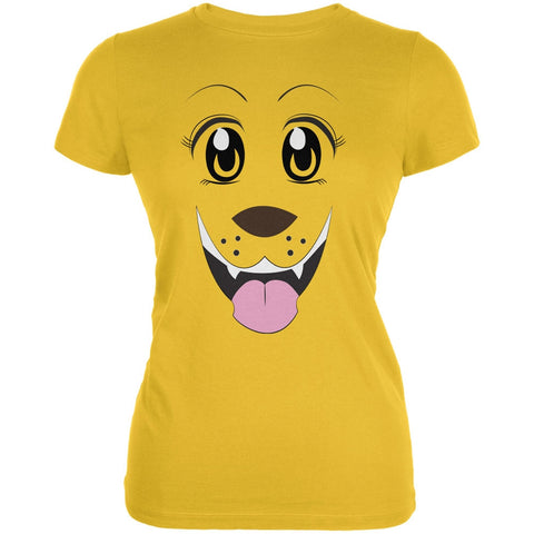Anime Dog Face Inu Bright Yellow Juniors Soft T-Shirt