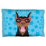 Doberman Dog Glasses Stars Pillow Case