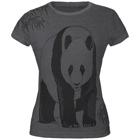 Panda Bamboo All Over Dark Heather Juniors Soft T-Shirt