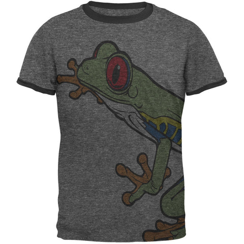 Big Tree Frog All Over Heather-Black Men's Ringer T-Shirt
