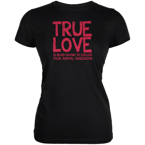 Valentines Day True Love Animal Black Juniors Soft T-Shirt