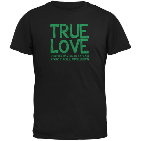 Valentines Day True Love Turtle Black Adult T-Shirt