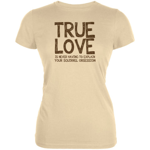 Valentines Day True Love Squirrel Cream Juniors Soft T-Shirt