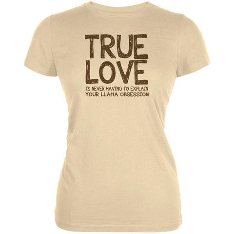 Valentines Day True Love Llama Cream Juniors Soft T-Shirt