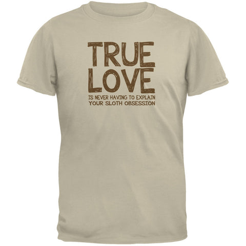 Valentines Day True Love Sloth Sand Adult T-Shirt