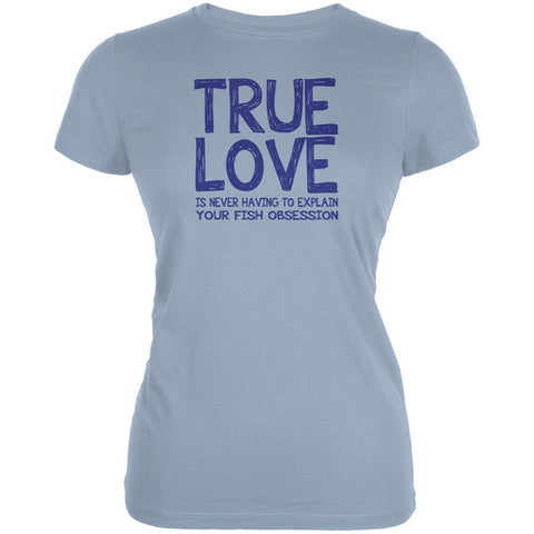 Valentines Day True Love Fish Light Blue Juniors Soft T-Shirt