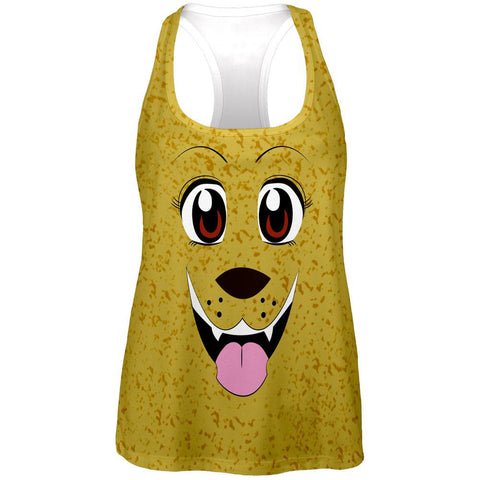 Anime Dog Face Inu All Over Womens Racerback Tank Top