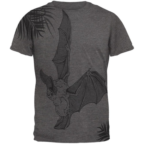 Flying Big-eared Bat Palm All Over Dark Heather Soft Adult T-Shirt