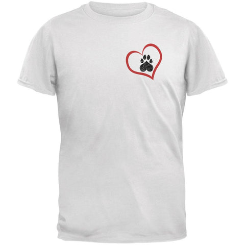 Valentines Day Paw Print Heart Dog White Adult T-Shirt