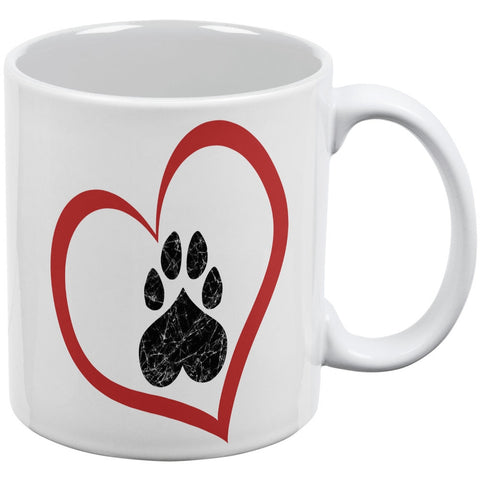 Valentines Day Paw Print Heart Dog White All Over Coffee Mug
