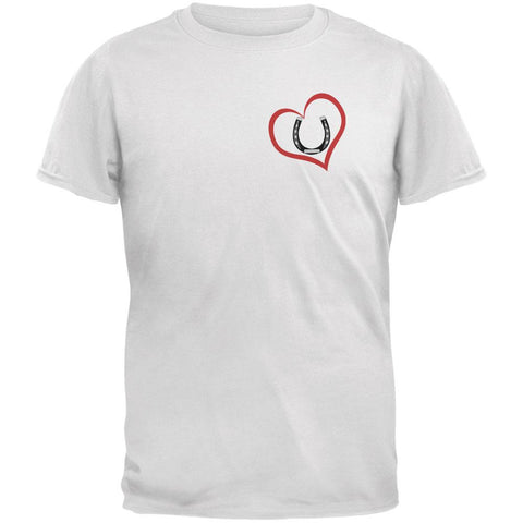 Valentines Day Horse Shoe Print Heart White Adult T-Shirt