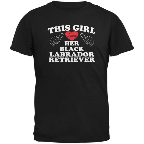 Valentines This Girl Loves Her Black Lab Black Adult T-Shirt