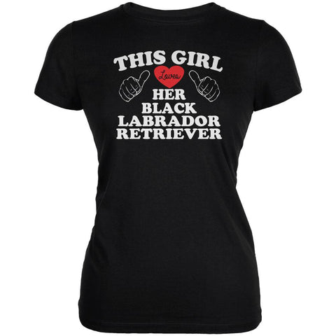 Valentines This Girl Loves Her Black Lab Black Juniors Soft T-Shirt