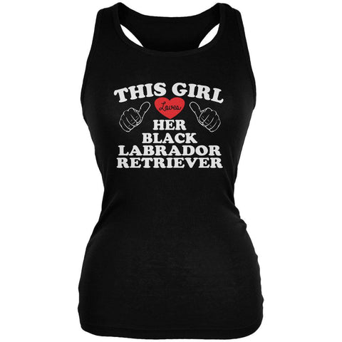 Valentines This Girl Loves Her Black Lab Black Juniors Soft Tank Top