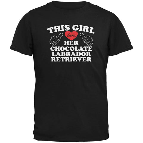 Valentines This Girl Loves Her Chocolate Lab Black Adult T-Shirt