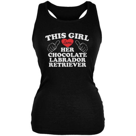 Valentines This Girl Loves Her Chocolate Lab Black Juniors Soft Tank Top
