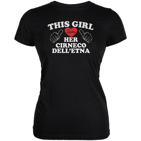 Valentines This Girl Loves Her Cirneco dell'Etna Black Juniors Soft T-Shirt