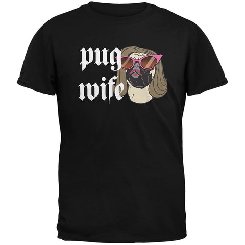 Pug Wife Black Adult T-Shirt