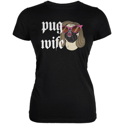 Pug Wife Black Juniors Soft T-Shirt
