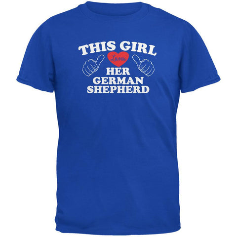 Valentines This Girl Loves Her German Shepherd Royal Adult T-Shirt