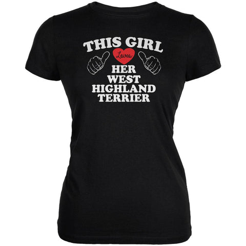 Valentines This Girl Loves Her West Highland Black Juniors Soft T-Shirt