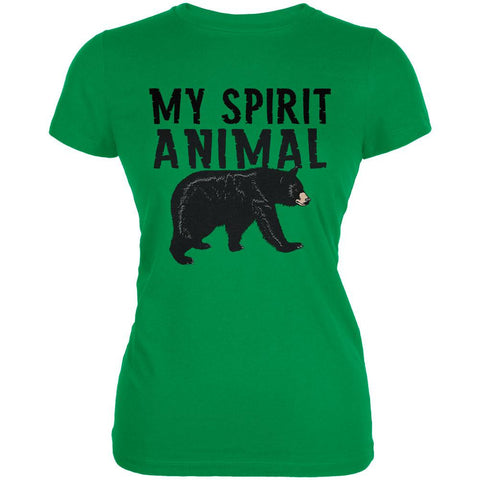 My Spirit Animal Bear Irish Green Juniors Soft T-Shirt