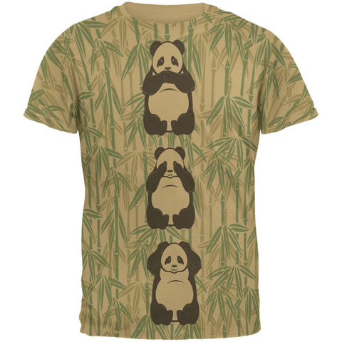 Panda No Evil All Over Tan Adult T-Shirt