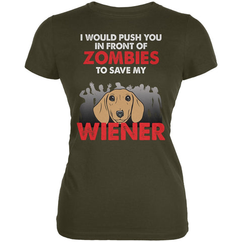 I Would Push You Zombies Weiner Army Juniors Soft T-Shirt
