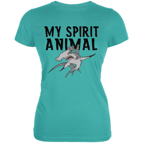 My Spirit Animal Hammerhead Shark Teal Juniors Soft T-Shirt