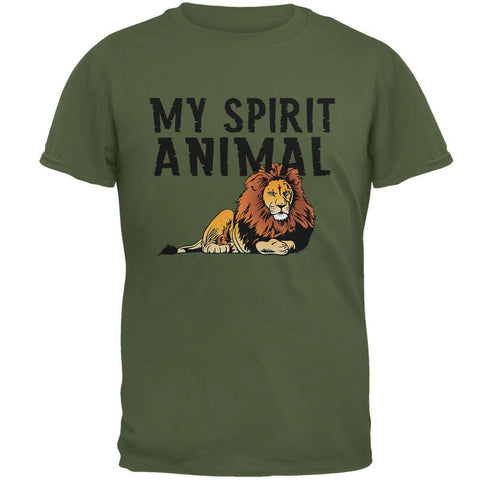 My Spirit Animal Lion Military Green Adult T-Shirt