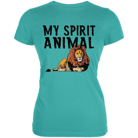 My Spirit Animal Lion Teal Juniors Soft T-Shirt