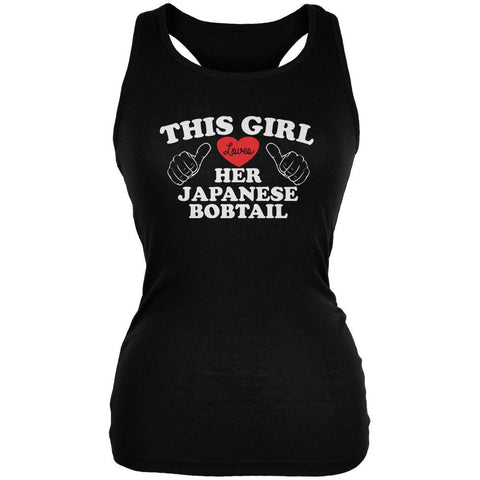 Valentines This Girl Loves Her Japanese Bobtail Black Juniors Soft Tank Top