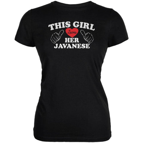 Valentines This Girl Loves Her Javanese Black Juniors Soft T-Shirt