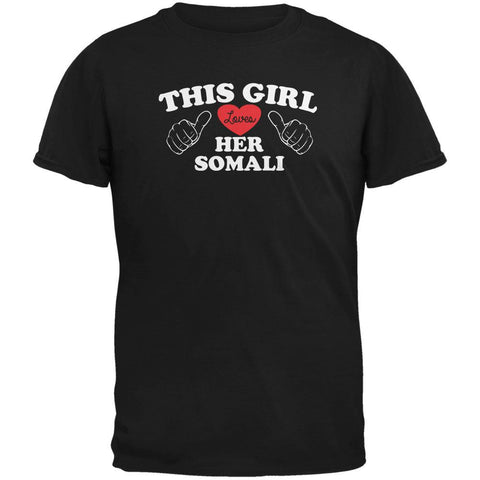 Valentines This Girl Loves Her Somali Black Adult T-Shirt