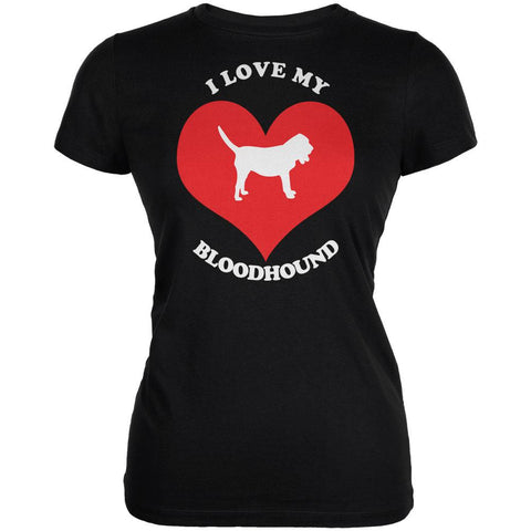 Valentines I Love My Bloodhound Black Juniors Soft T-Shirt