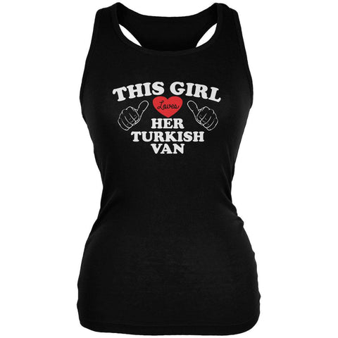 Valentines This Girl Loves Her Turkish Van Black Juniors Soft Tank Top