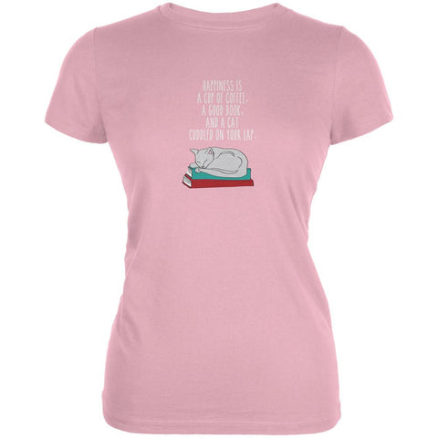 A Good Book and My Cat Pink Juniors Soft T-Shirt