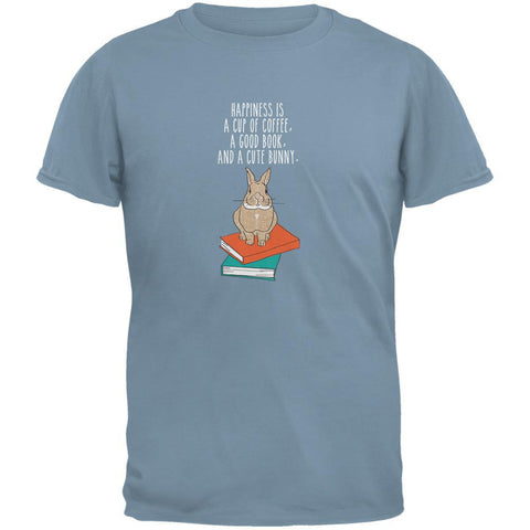 A Good Book and My Bunny Stone Blue Adult T-Shirt