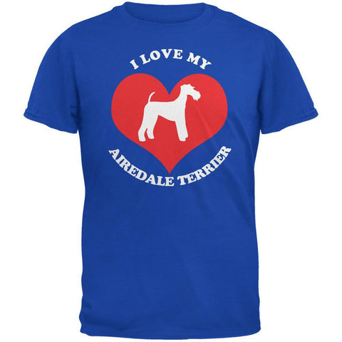 Valentines I Love My Airedale Terrier Royal Adult T-Shirt