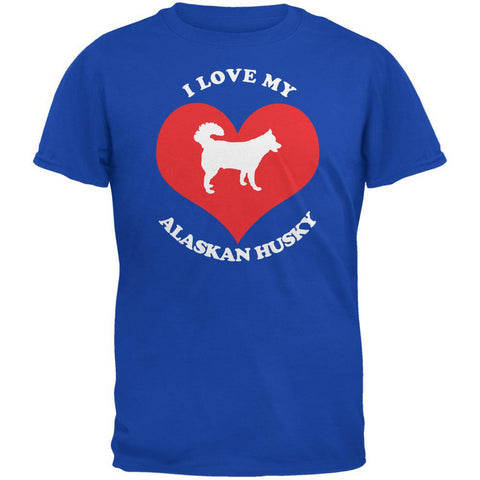 Valentines I Love My Alaskan Husky Royal Adult T-Shirt