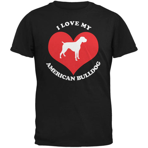 Valentines I Love My American Bulldog Black Adult T-Shirt