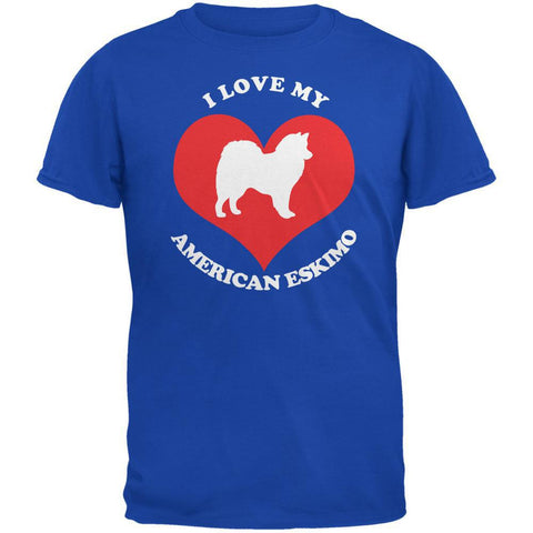 Valentines I Love My American Eskimo Royal Adult T-Shirt