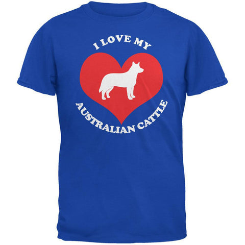 Valentines I Love My Australian Cattle Royal Adult T-Shirt