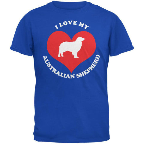 Valentines I Love My Australian Shepherd Royal Adult T-Shirt