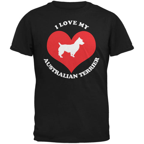 Valentines I Love My Australian Terrier Black Adult T-Shirt