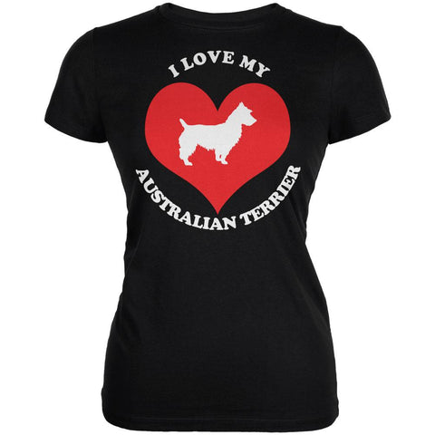 Valentines I Love My Australian Terrier Black Juniors Soft T-Shirt