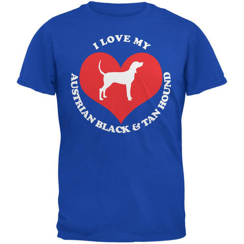 Valentines I Love My Austrian Black & Tan Hound Royal Adult T-Shirt