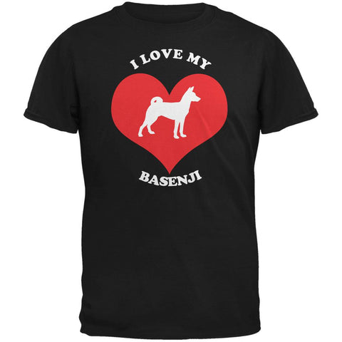 Valentines I Love My Basenji Black Adult T-Shirt