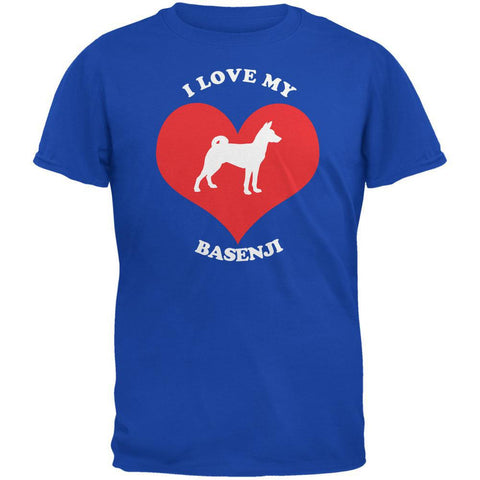 Valentines I Love My Basenji Royal Adult T-Shirt