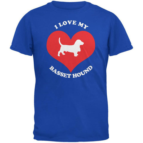 Valentines I Love My Basset Hound Royal Adult T-Shirt